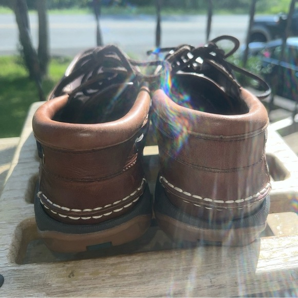 Riggers Men 9.5D 3 Eye Boat Shoes Brown Leather - Picture 4 of 11